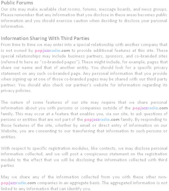 pop jazz radio policy