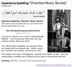 Esperanza Spalding Chamber Music Society Highlight Album pop jazz radio